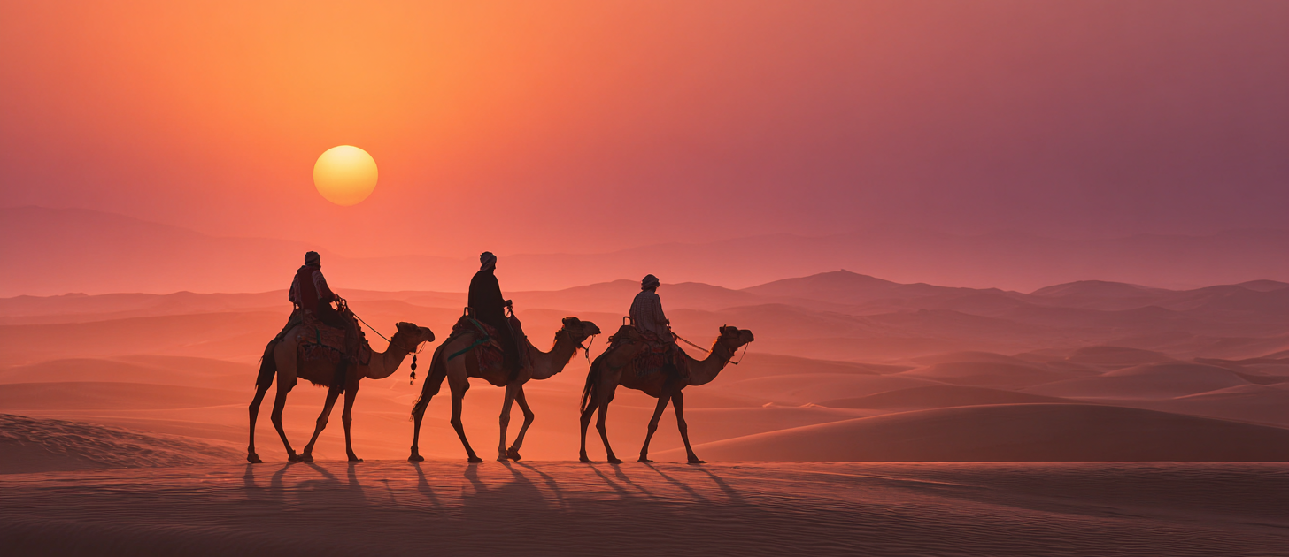 u9355179797_travelers_riding_camels_across_glowing_desert_dun_c0e37fe9-c85d-4a54-9c0b-d4144b0a8423_3